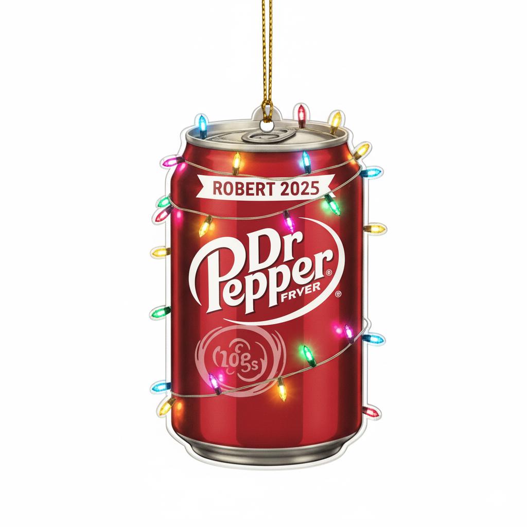 Personalized Soda Can Ornament, Custom Name Acrylic Ornament 2025, Funny Christmas Decor, Beverage Lover Gift, Retro Holiday Tree Keepsake