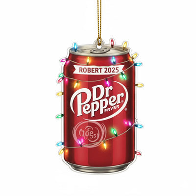 Personalized Soda Can Ornament, Custom Name Acrylic Ornament 2025, Funny Christmas Decor, Beverage Lover Gift, Retro Holiday Tree Keepsake