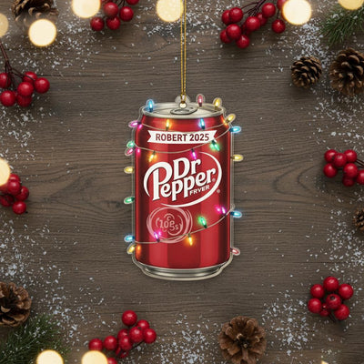 Personalized Soda Can Ornament, Custom Name Acrylic Ornament 2025, Funny Christmas Decor, Beverage Lover Gift, Retro Holiday Tree Keepsake