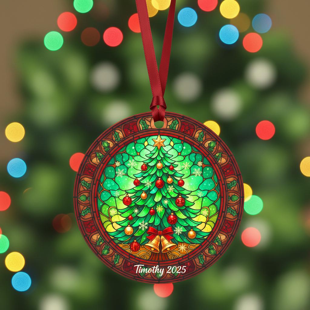 Custom Name Christmas Ornament, Personalized Acrylic Tree Decoration, Green Holiday Keepsake, Custom Year Ornament, Family Gift for 2025