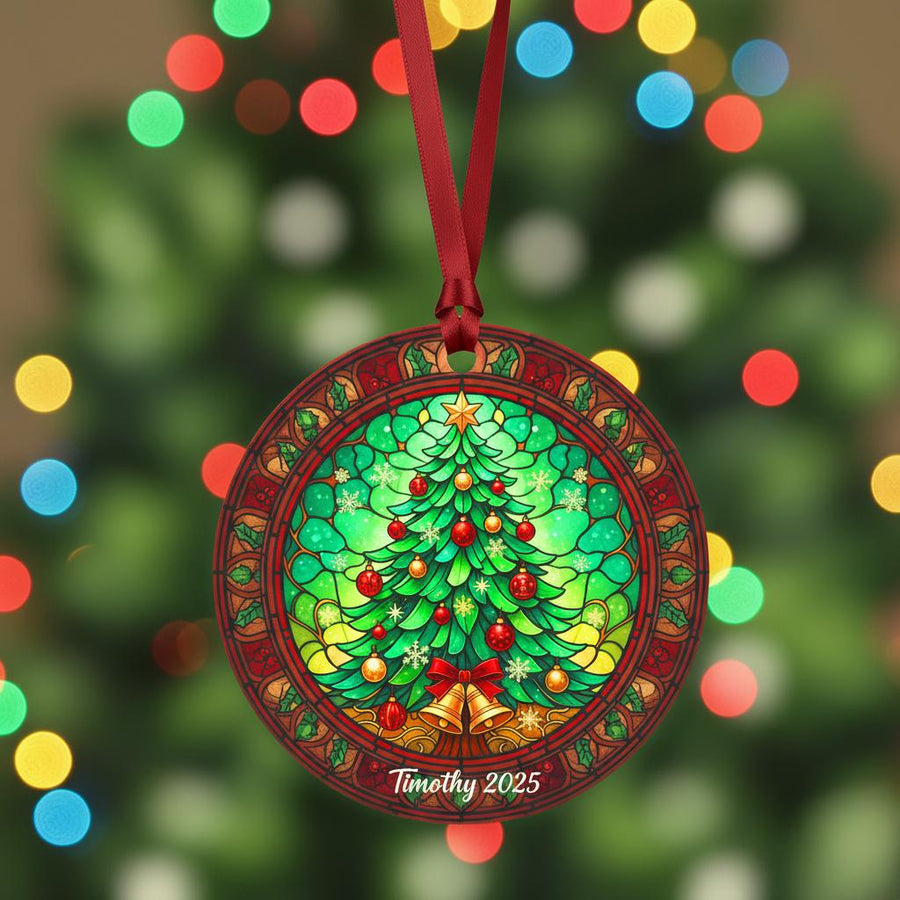 Custom Name Christmas Ornament, Personalized Acrylic Tree Decoration, Green Holiday Keepsake, Custom Year Ornament, Family Gift for 2025