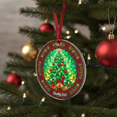 Custom Name Christmas Ornament, Personalized Acrylic Tree Decoration, Green Holiday Keepsake, Custom Year Ornament, Family Gift for 2025