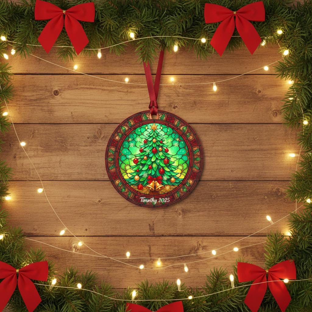 Custom Name Christmas Ornament, Personalized Acrylic Tree Decoration, Green Holiday Keepsake, Custom Year Ornament, Family Gift for 2025