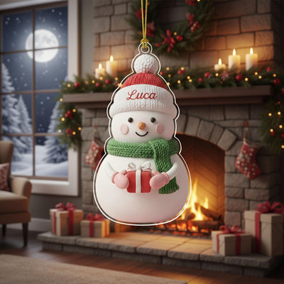 Custom Snowman Christmas Ornament, Personalized Acrylic Holiday Decoration, Cute Snowman with Name, Family Keepsake Gift, Winter Decor