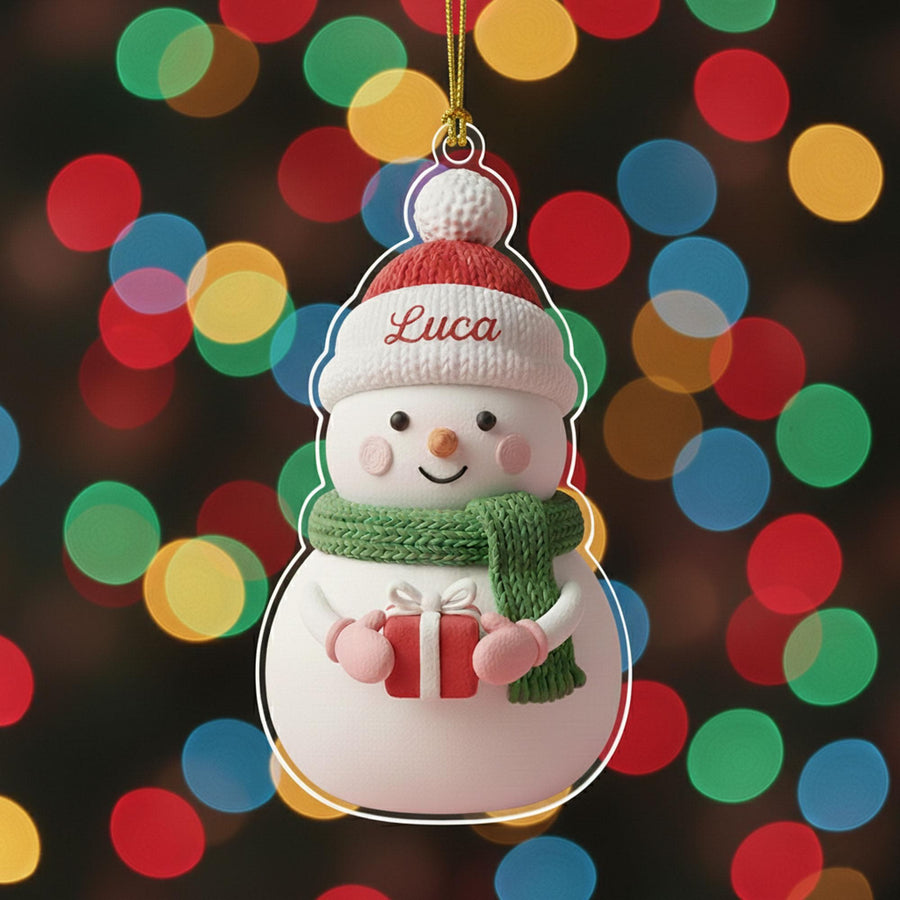 Custom Snowman Christmas Ornament, Personalized Acrylic Holiday Decoration, Cute Snowman with Name, Family Keepsake Gift, Winter Decor