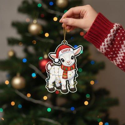 Custom Goat Christmas Ornament, Personalized Acrylic Ornament with Name, Cute Farm Animal Holiday Decoration, 2025 Gift for Kids and Family