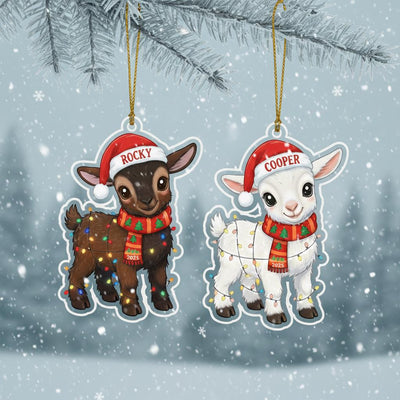 Custom Goat Christmas Ornament, Personalized Acrylic Ornament with Name, Cute Farm Animal Holiday Decoration, 2025 Gift for Kids and Family