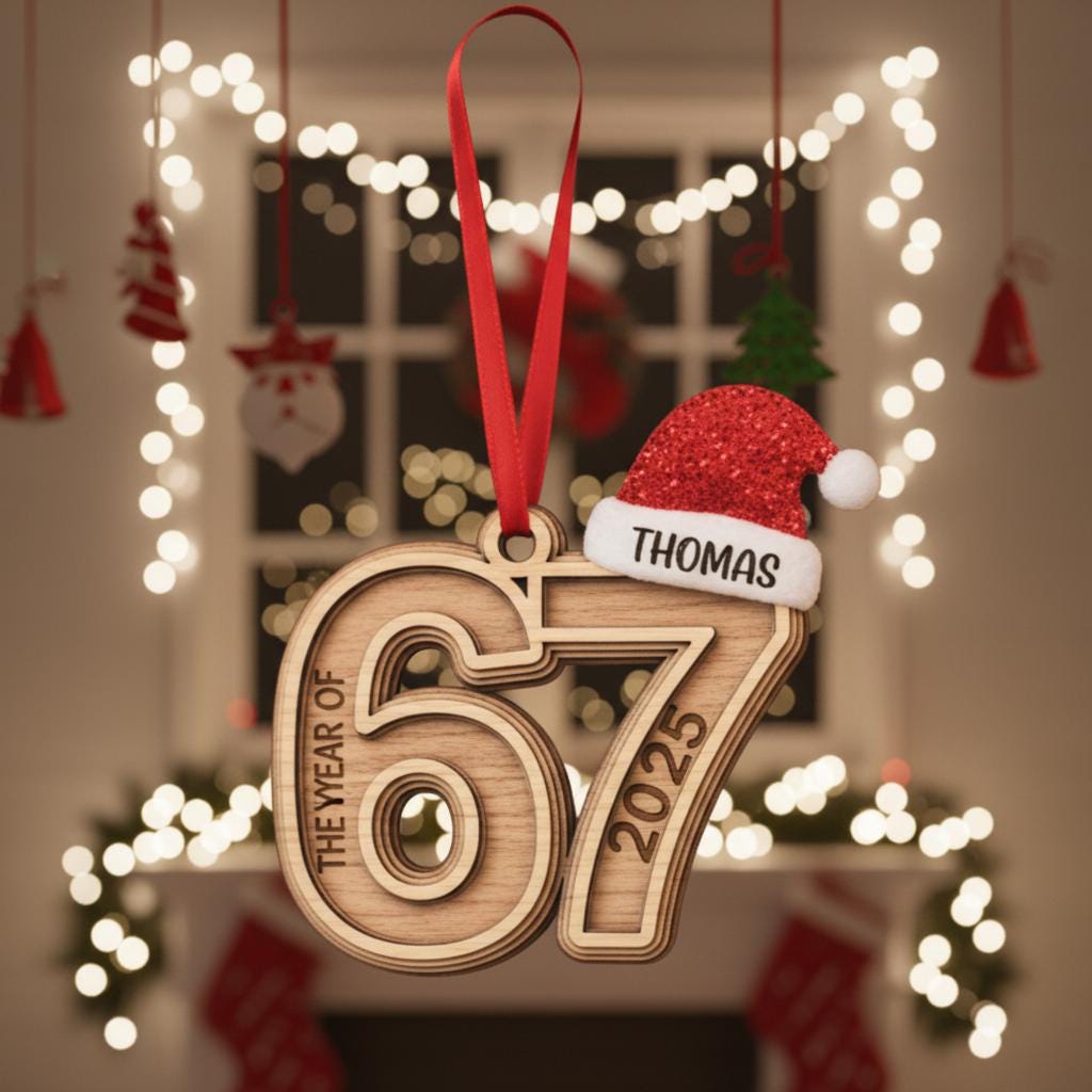 Personalized Six Seven Ornament, Funny Teen Christmas Ornament, Custom 67 Ornament, Gen Z Slang Ornament, Teen Boy Holiday Gift, Gen Z Gift