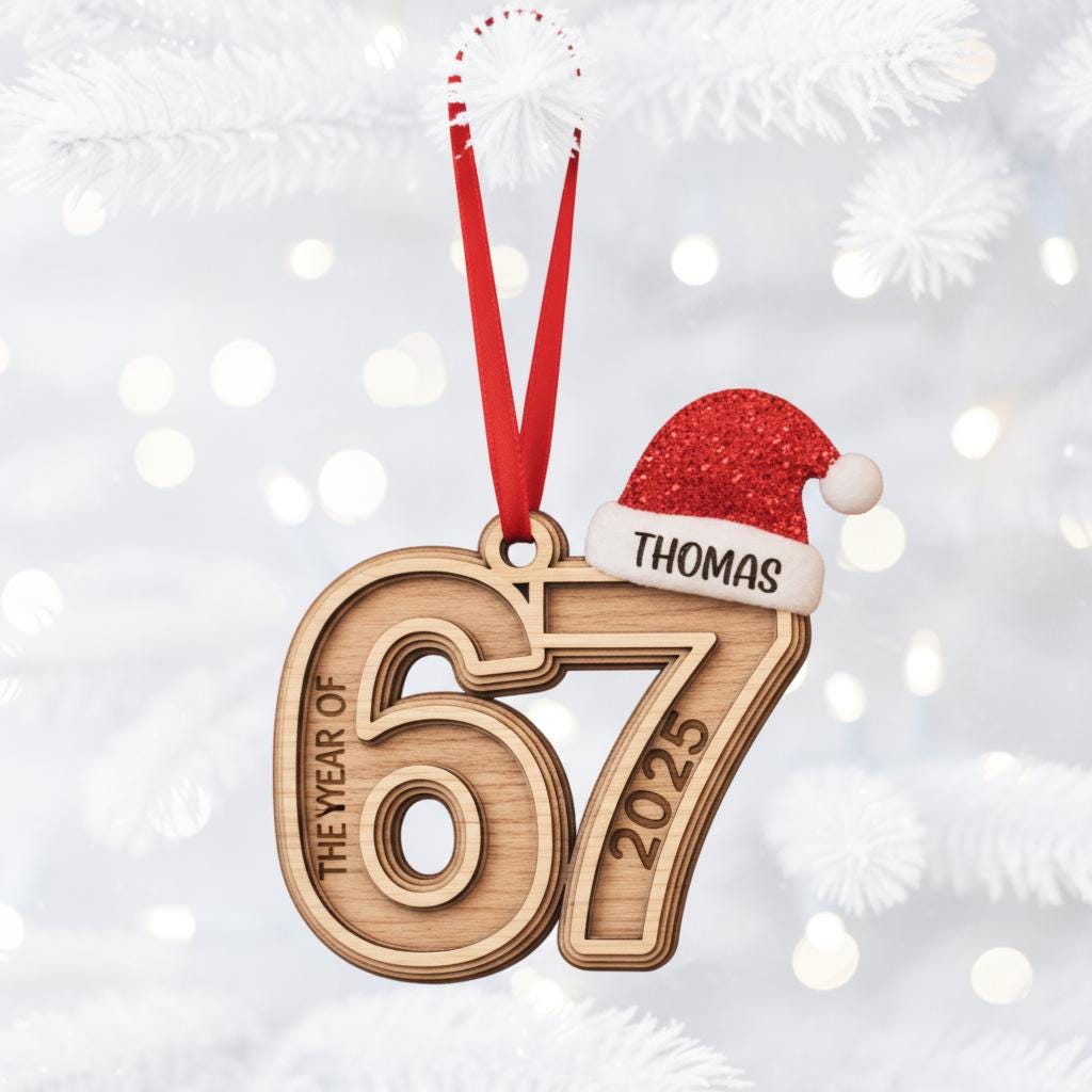Personalized Six Seven Ornament, Funny Teen Christmas Ornament, Custom 67 Ornament, Gen Z Slang Ornament, Teen Boy Holiday Gift, Gen Z Gift