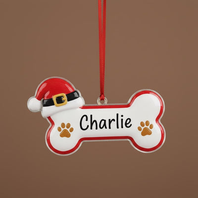Personalized Dog Bone Ornament, Custom Dog Name Christmas Ornament, Acrylic Pet Ornament, Puppy Gift, Pet Lover Holiday Tree Decor, Ornament