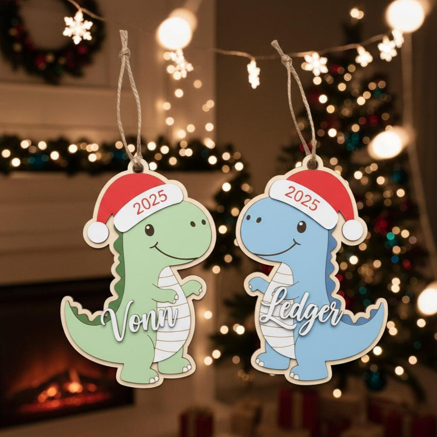 Personalized Dinosaur Ornament, Custom Name Kids Christmas Ornament, Cute Acrylic Dino Holiday Decor, Baby Boy Girl Gift, 2025 Xmas Keepsake