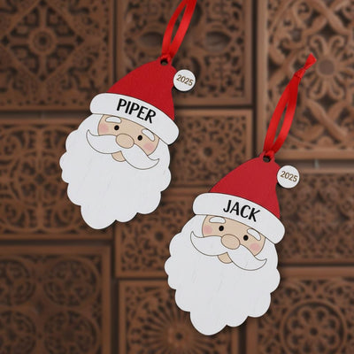 Personalized Santa Ornament, Custom Wooden Christmas Decoration with Name and Year, Cute Holiday Gift for Kids, Family Tree Ornament 2025