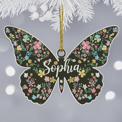 Personalized Butterfly Ornament, Custom Acrylic Name Christmas Decoration, Floral Butterfly Gift for Women, Kids, Friends,Tree Ornament 2025
