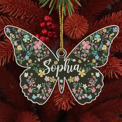 Personalized Butterfly Ornament, Custom Acrylic Name Christmas Decoration, Floral Butterfly Gift for Women, Kids, Friends,Tree Ornament 2025