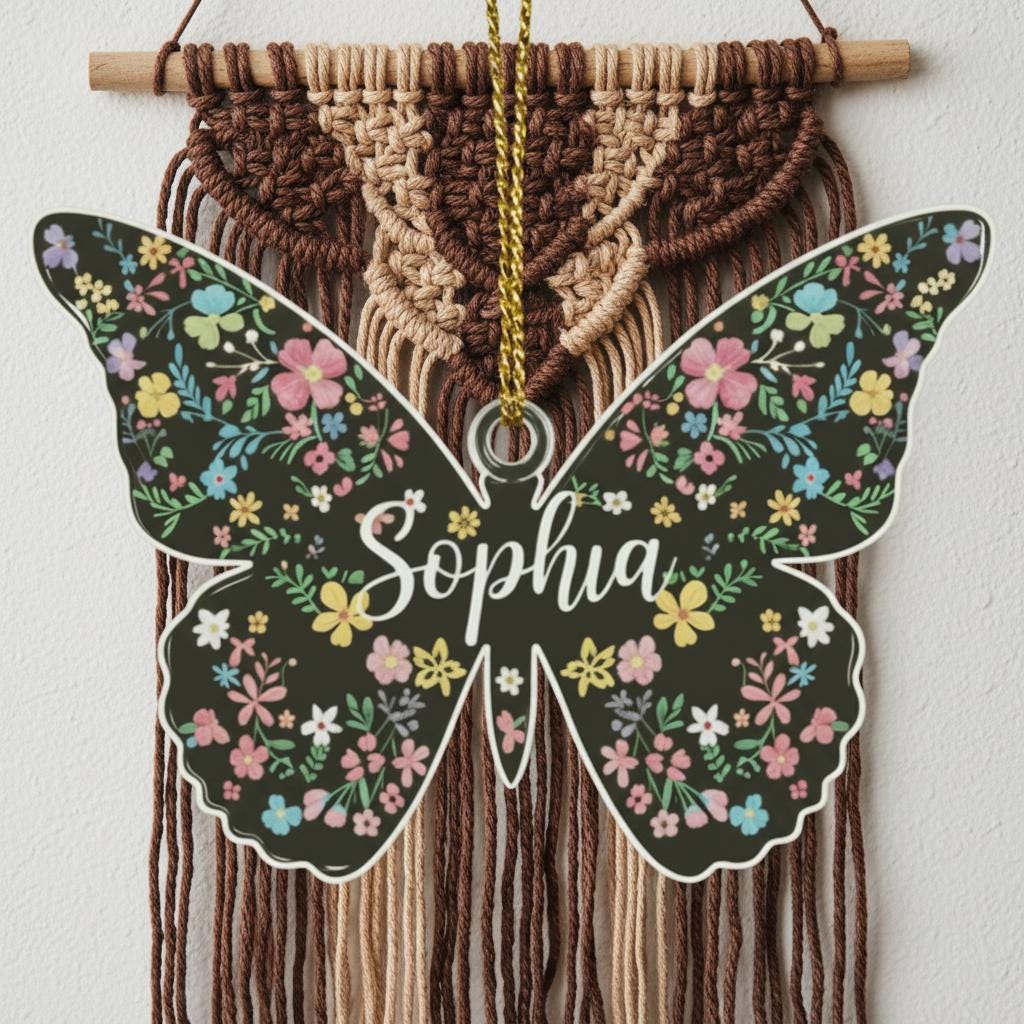 Personalized Butterfly Ornament, Custom Acrylic Name Christmas Decoration, Floral Butterfly Gift for Women, Kids, Friends,Tree Ornament 2025