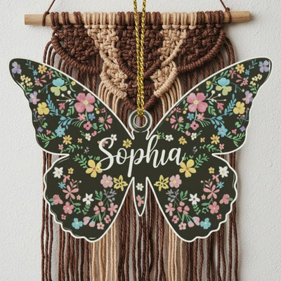 Personalized Butterfly Ornament, Custom Acrylic Name Christmas Decoration, Floral Butterfly Gift for Women, Kids, Friends,Tree Ornament 2025