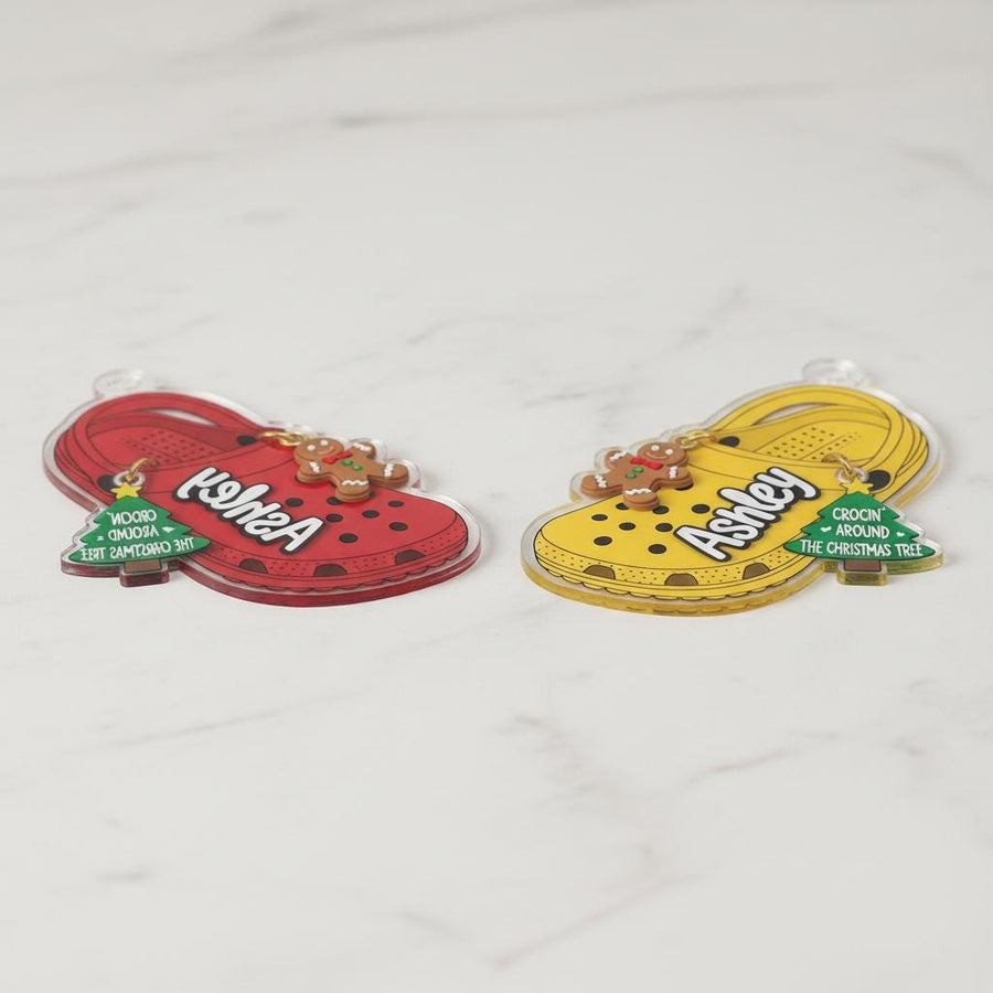 Custom Croc Shoe Christmas Ornament, Personalized Name Acrylic Ornament, Gingerbread Holiday Gift, Funny Crocs Lover Tree Decoration 2025