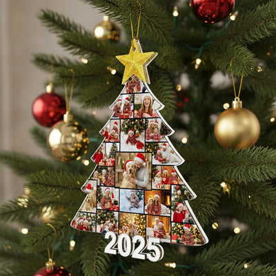 Personalized Photo Tree Ornament 2025, Custom Acrylic Christmas Ornament with Photos, Family Picture Keepsake, Unique Holiday Home Décor