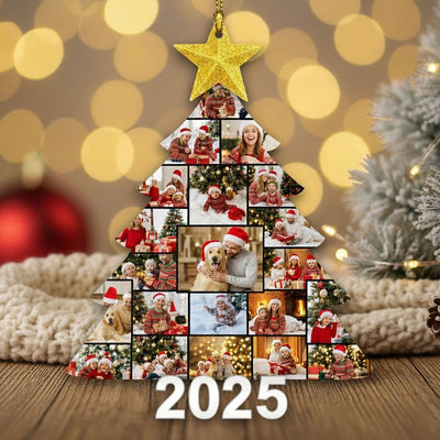 Personalized Photo Tree Ornament 2025, Custom Acrylic Christmas Ornament with Photos, Family Picture Keepsake, Unique Holiday Home Décor