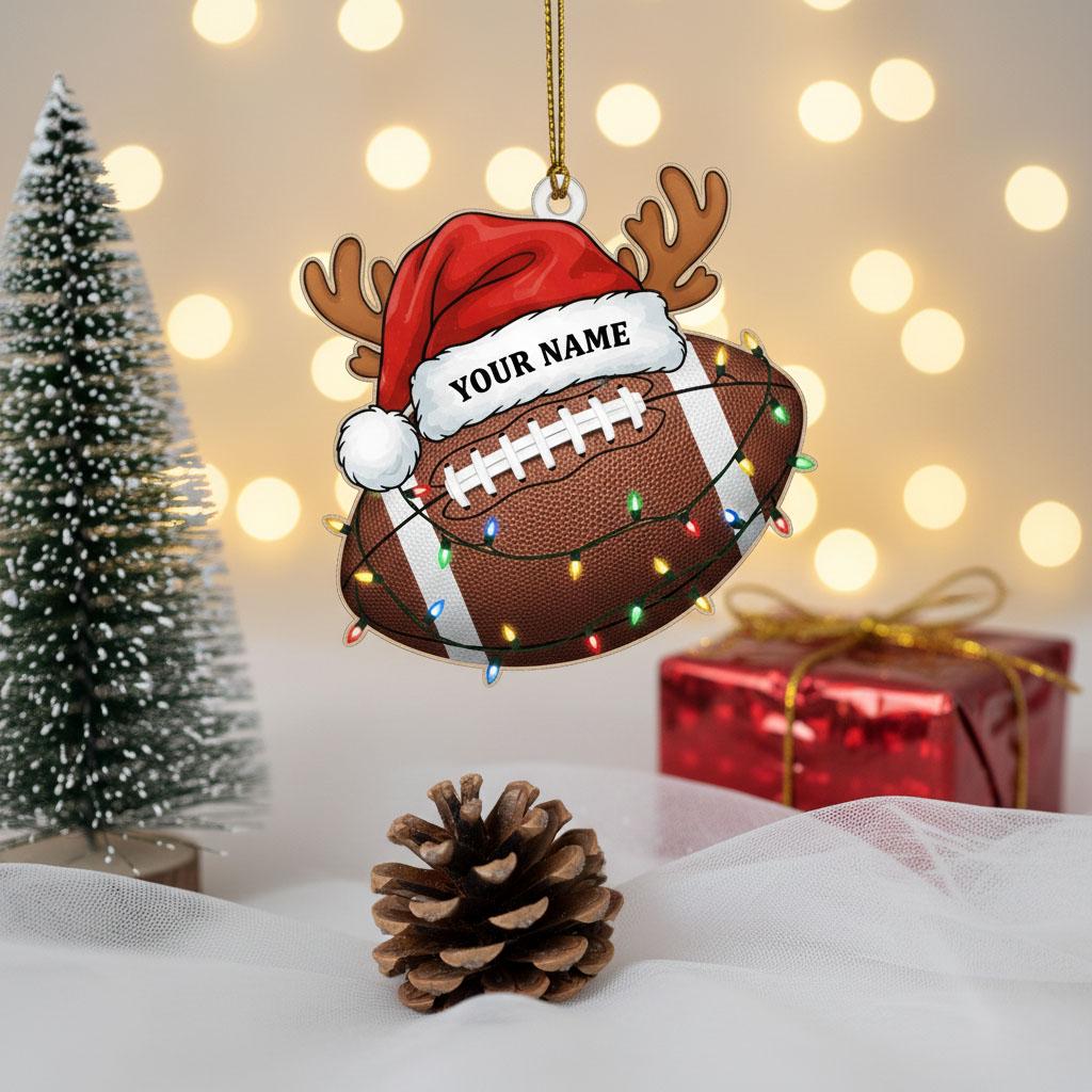 Personalized Football Christmas Ornament, Custom Acrylic Name Ornament, Football Player Holiday Decor, Sports Lover Christmas Gift
