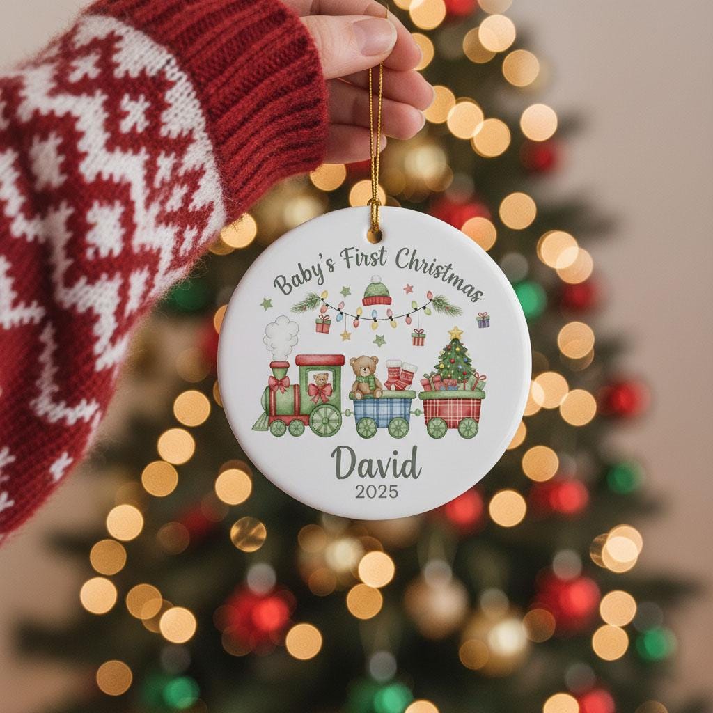 Baby’s First Christmas Ornament, Personalized Ceramic Ornament with Name and Year, Baby Christmas Keepsake, Newborn Holiday Gift 2025