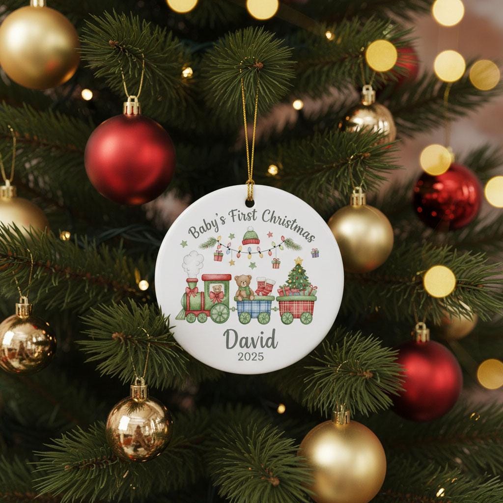 Baby’s First Christmas Ornament, Personalized Ceramic Ornament with Name and Year, Baby Christmas Keepsake, Newborn Holiday Gift 2025