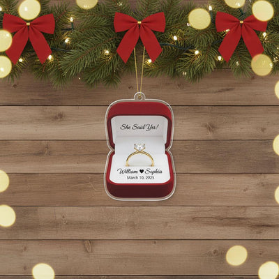 Engagement Proposal Ornament, Custom Names & Date Acrylic Keepsake, She Said Yes Christmas Gift, Personalized Couple Engagement Decor 2025