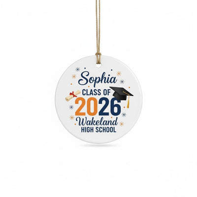 Personalized Graduation Ornament Ceramic, Custom Name School & Class Year Keepsake, Senior Grad Gift, High School Graduate Decor,Custom Gift