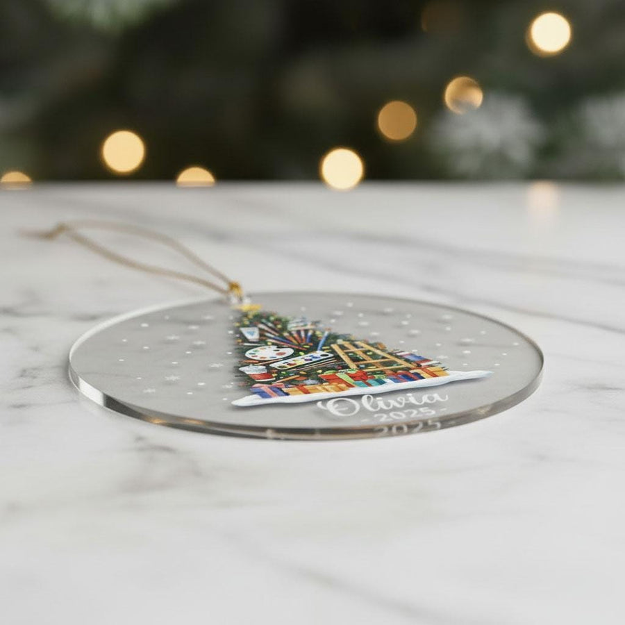 Custom Art Christmas Ornament, Personalized Artist Gift with Name and Year, Acrylic Painter Tree Decoration, Art Lover Holiday Keepsake 2025