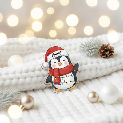 Personalized Penguin Christmas Ornament for Kids, Custom Name Acrylic Holiday Decoration, Cute Winter Tree Ornament, Christmas Gift 2025