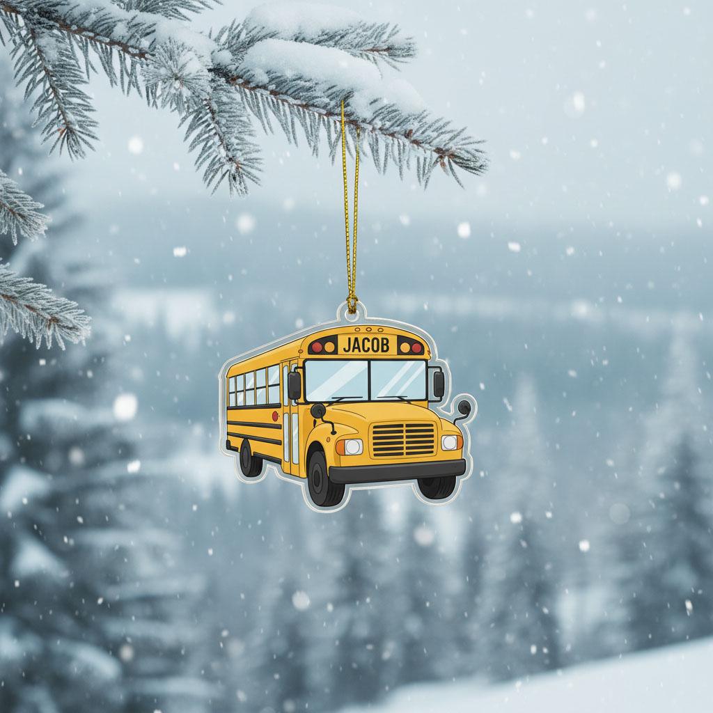 Personalized School Bus Christmas Ornament, Custom Name Acrylic Ornament, School Bus Driver Gift, Teacher Gift, Student Keepsake 2025 Decor