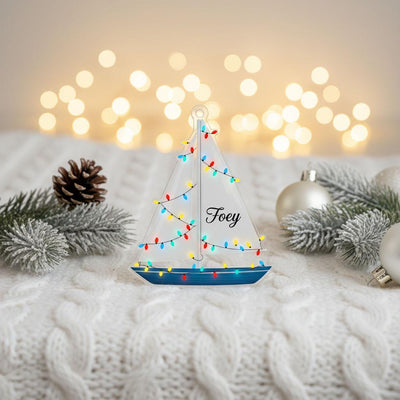 Personalized Sailboat Christmas Ornament, Custom Boat Ornament with Name, Nautical Holiday Decor for Sailors,Acrylic Sailing Tree Decoration