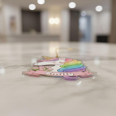 Personalized Unicorn Christmas Ornament, Custom Girl Name Ornament, Kids Holiday Decor, Pastel Rainbow Unicorn Gift, Acrylic Xmas Keepsake