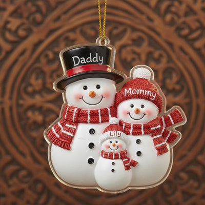 Personalized Family Snowman Ornament, Custom Acrylic Christmas Ornament with Names, Cute Holiday Keepsake Gift for Families 2025, Ornament