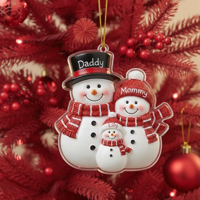Personalized Family Snowman Ornament, Custom Acrylic Christmas Ornament with Names, Cute Holiday Keepsake Gift for Families 2025, Ornament