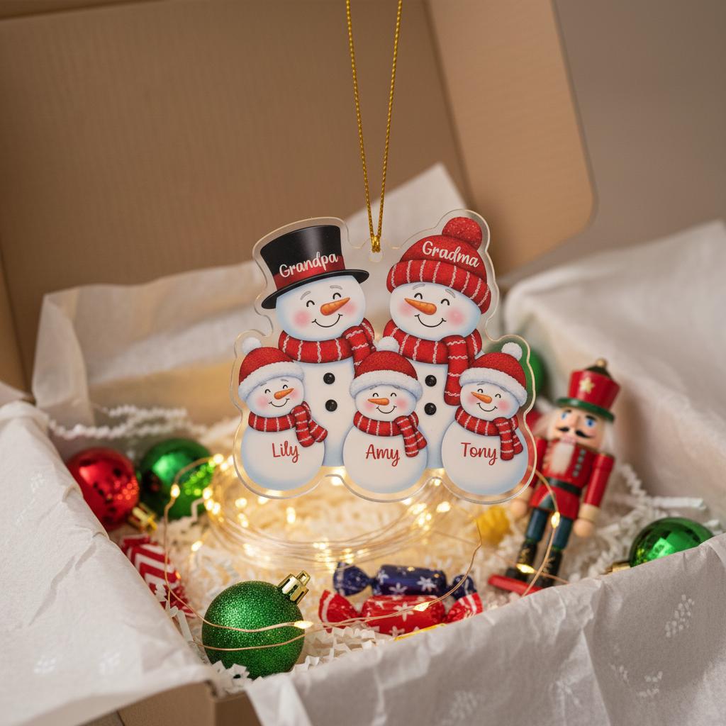 Personalized Grandparents Snowman Ornament, Custom Acrylic Family Ornament with Names, Christmas Gift for Grandma Grandpa and Family 2025