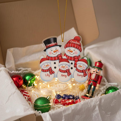 Personalized Grandparents Snowman Ornament, Custom Acrylic Family Ornament with Names, Christmas Gift for Grandma Grandpa and Family 2025