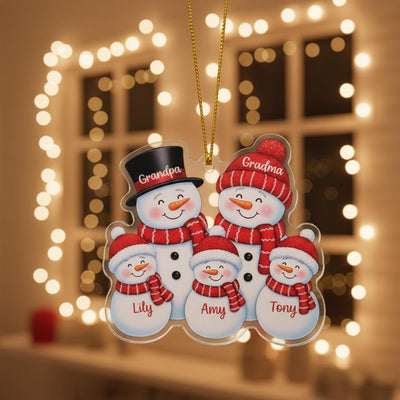 Personalized Grandparents Snowman Ornament, Custom Acrylic Family Ornament with Names, Christmas Gift for Grandma Grandpa and Family 2025