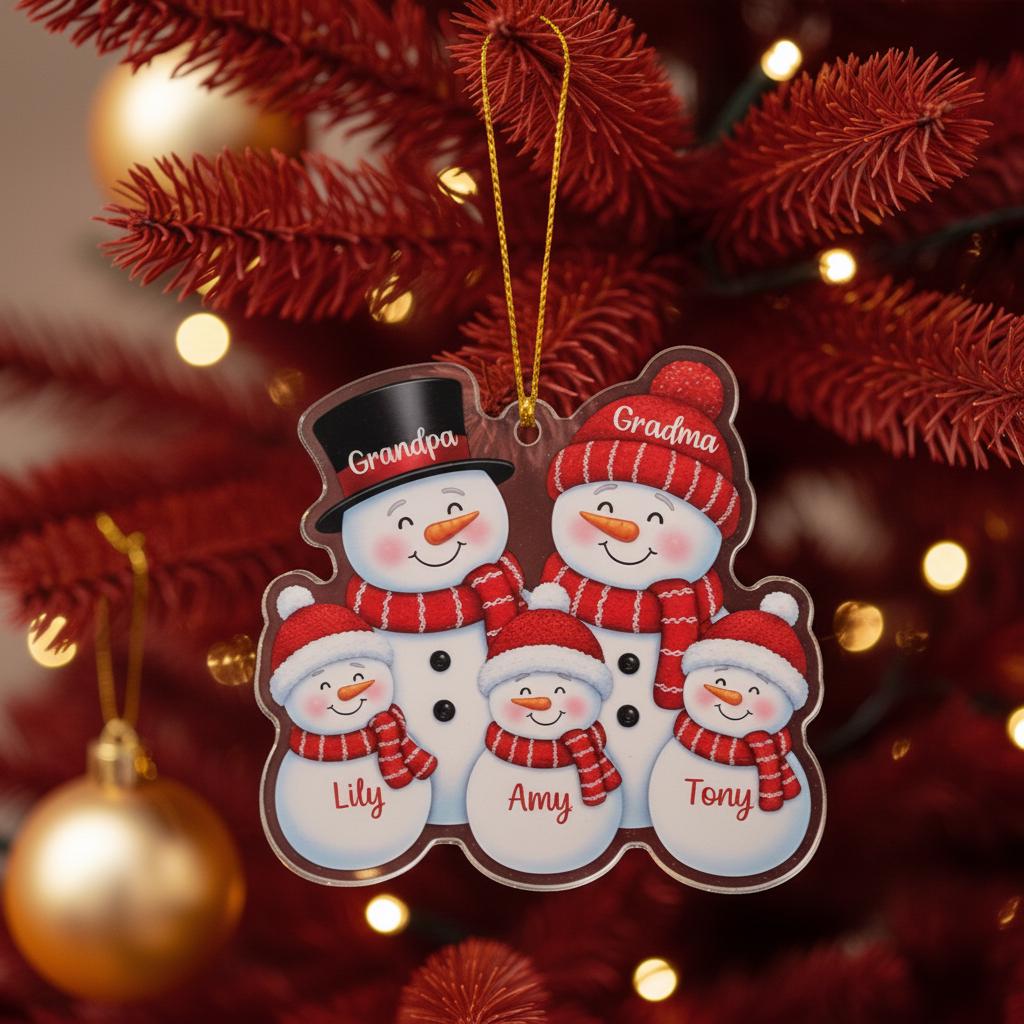 Personalized Grandparents Snowman Ornament, Custom Acrylic Family Ornament with Names, Christmas Gift for Grandma Grandpa and Family 2025