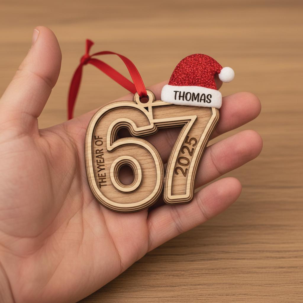 Personalized Six Seven Ornament, Funny Teen Christmas Ornament, Custom 67 Ornament, Gen Z Slang Ornament, Teen Boy Holiday Gift, Gen Z Gift