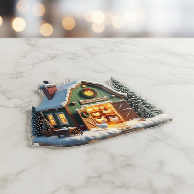 Personalized Chicken Farm Christmas Ornament, Custom Farmhouse Ornament with Name, Acrylic Barn Ornament, Poultry Lover Gift Idea 2025
