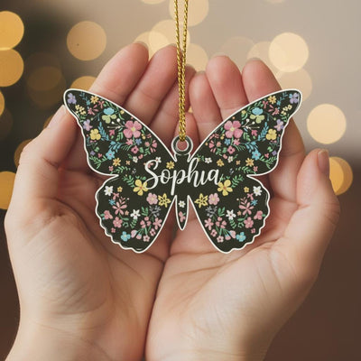 Personalized Butterfly Ornament, Custom Acrylic Name Christmas Decoration, Floral Butterfly Gift for Women, Kids, Friends,Tree Ornament 2025