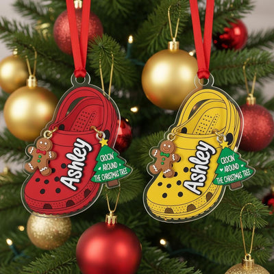 Custom Croc Shoe Christmas Ornament, Personalized Name Acrylic Ornament, Gingerbread Holiday Gift, Funny Crocs Lover Tree Decoration 2025