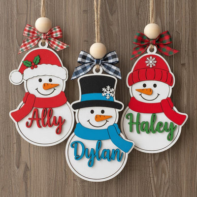 Personalized Snowman Christmas Ornament for Kids, Custom Name Holiday Tree Decor, Cute Wooden Snowman Gift, Child Name Xmas Decoration 2025