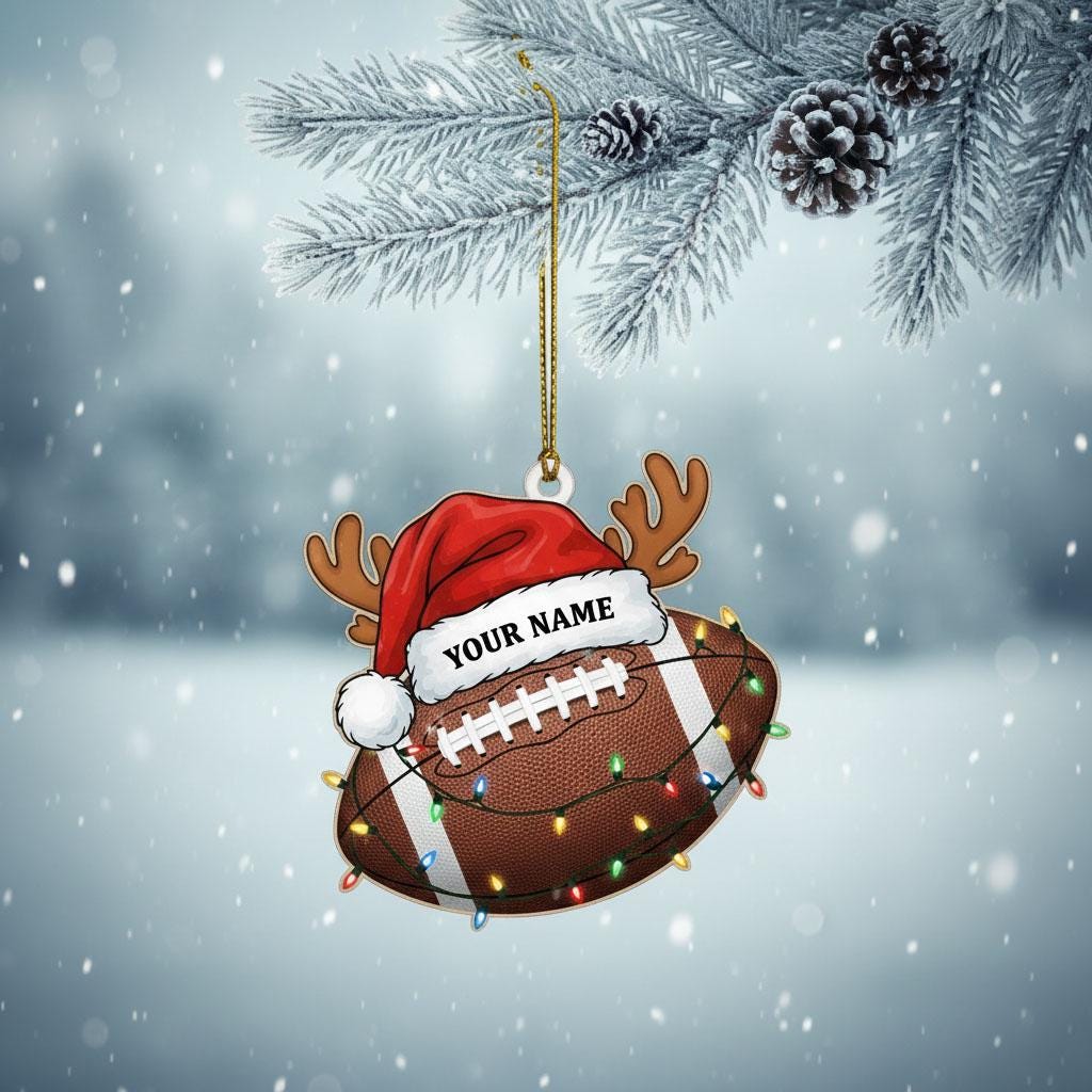 Personalized Football Christmas Ornament, Custom Acrylic Name Ornament, Football Player Holiday Decor, Sports Lover Christmas Gift