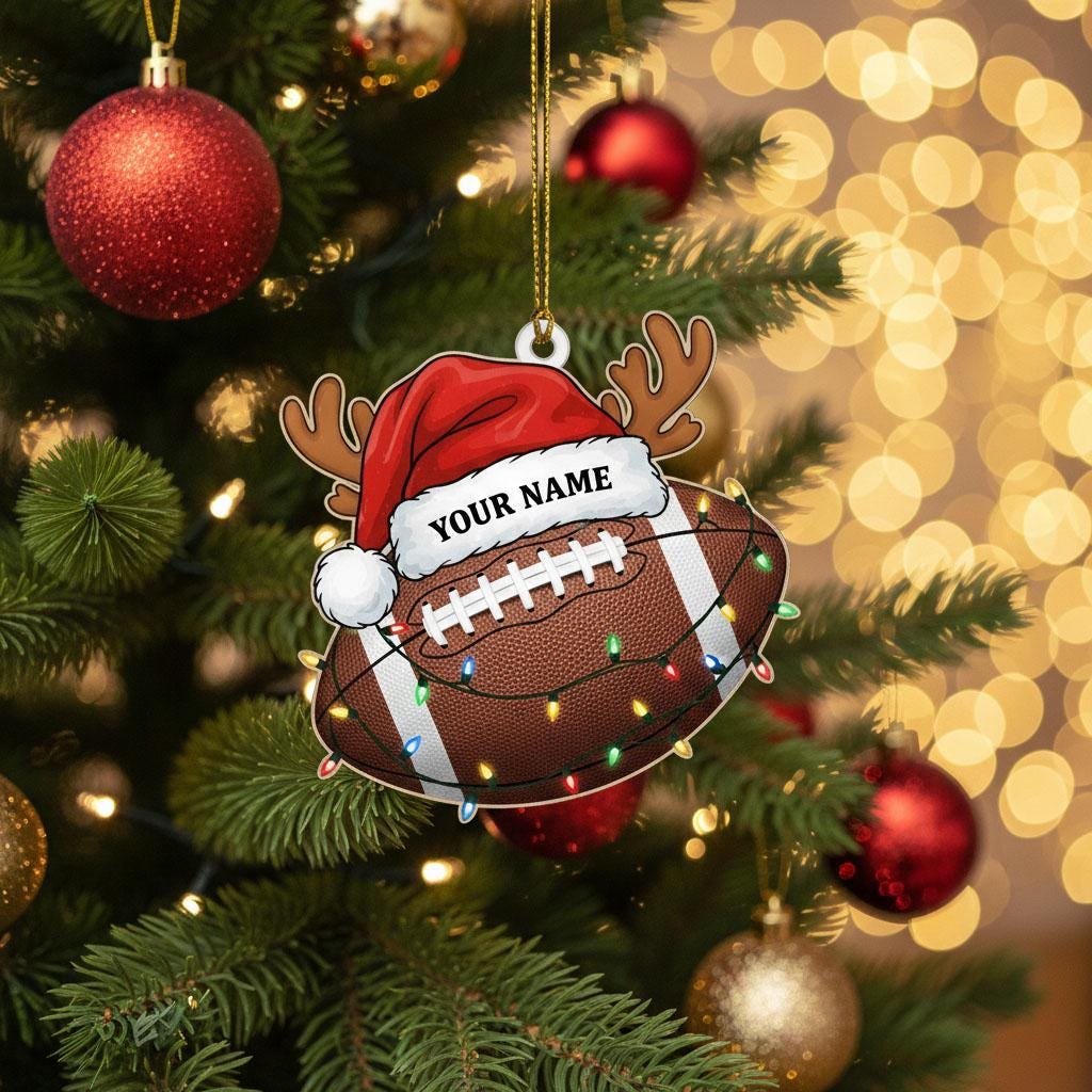 Personalized Football Christmas Ornament, Custom Acrylic Name Ornament, Football Player Holiday Decor, Sports Lover Christmas Gift