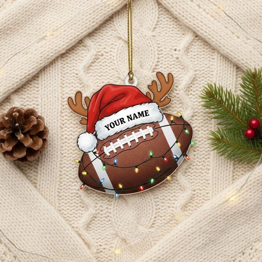 Personalized Football Christmas Ornament, Custom Acrylic Name Ornament, Football Player Holiday Decor, Sports Lover Christmas Gift