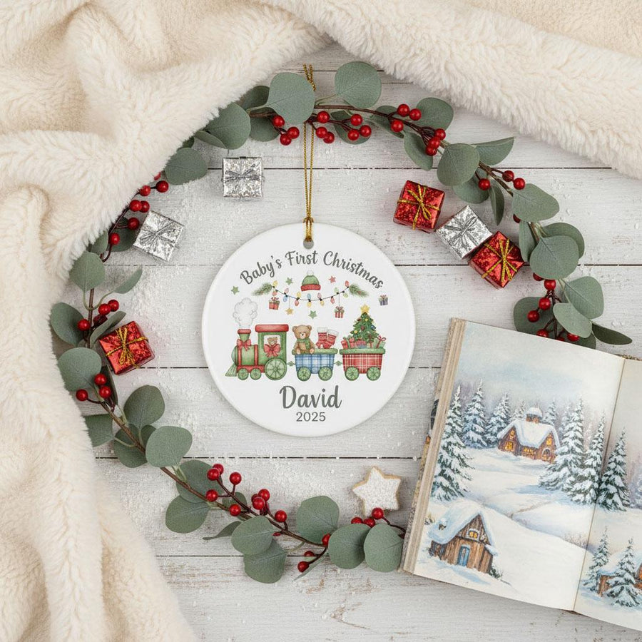 Baby’s First Christmas Ornament, Personalized Ceramic Ornament with Name and Year, Baby Christmas Keepsake, Newborn Holiday Gift 2025