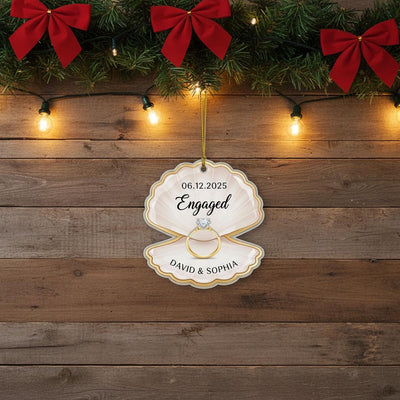 2D Engagement Christmas Ornament Personalized, Custom Acrylic Engaged Ornament 2025, Couple Names & Date Gift, Engagement Keepsake Decor
