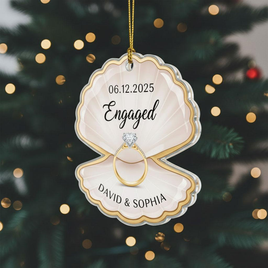 2D Engagement Christmas Ornament Personalized, Custom Acrylic Engaged Ornament 2025, Couple Names & Date Gift, Engagement Keepsake Decor